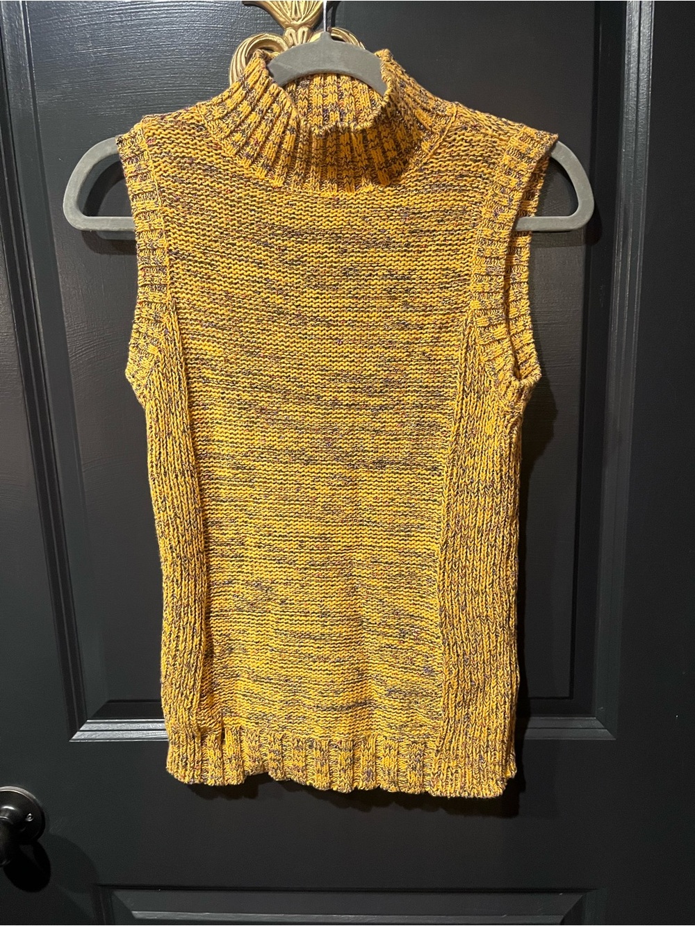Nine West Yellow Marled Sleeveless Turtleneck Sweater